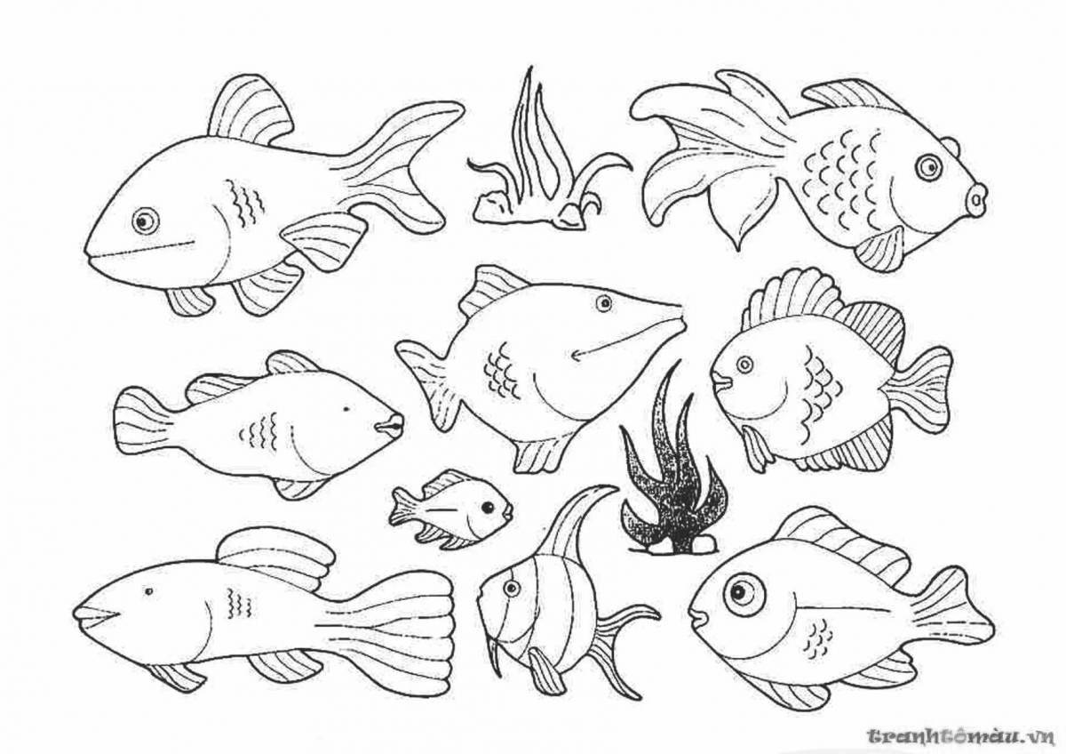 Funny aquariumdagi balyktar coloring book