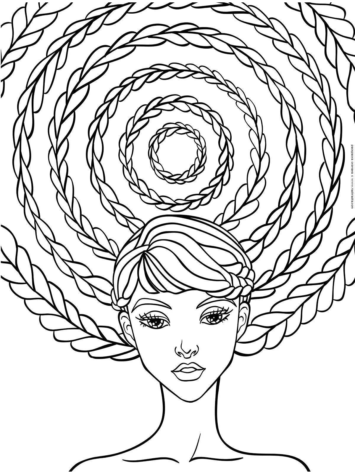 Radiant girl hair coloring page