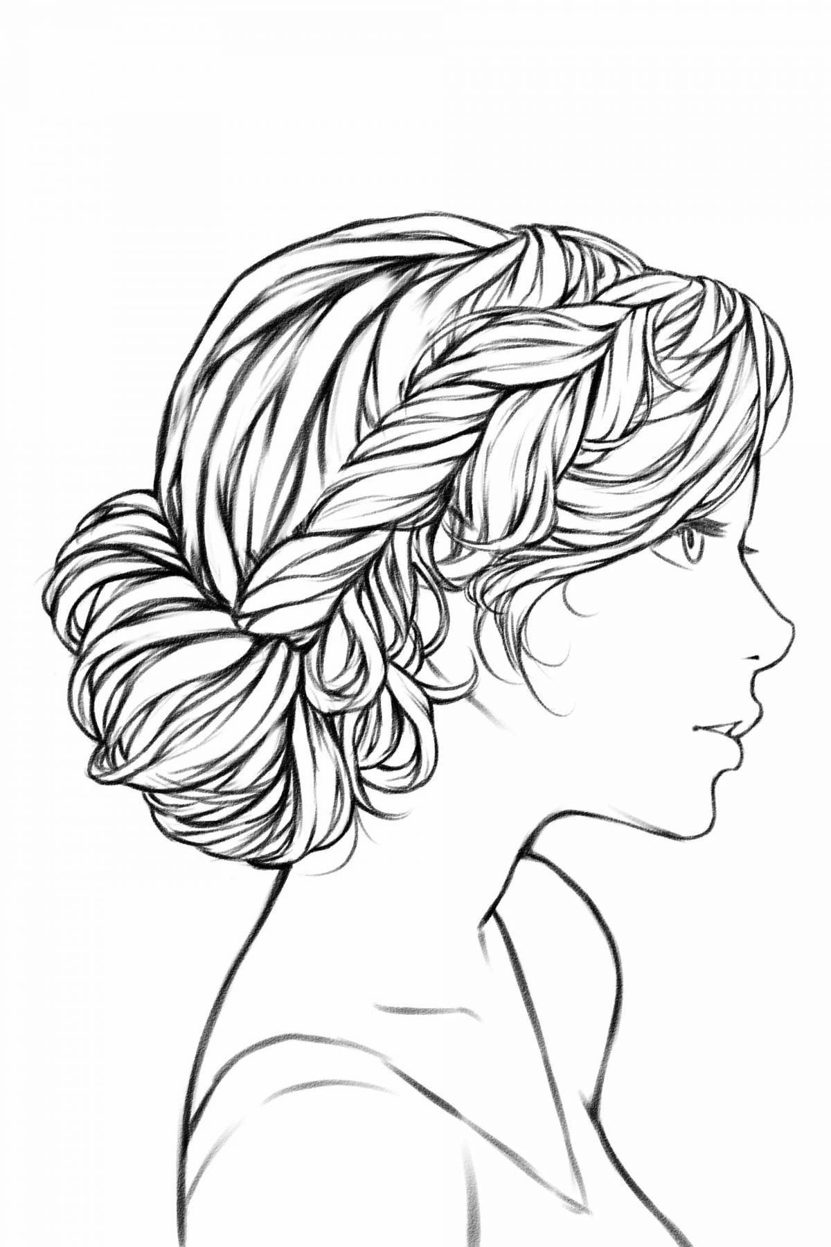 Adorable girl's hair coloring page