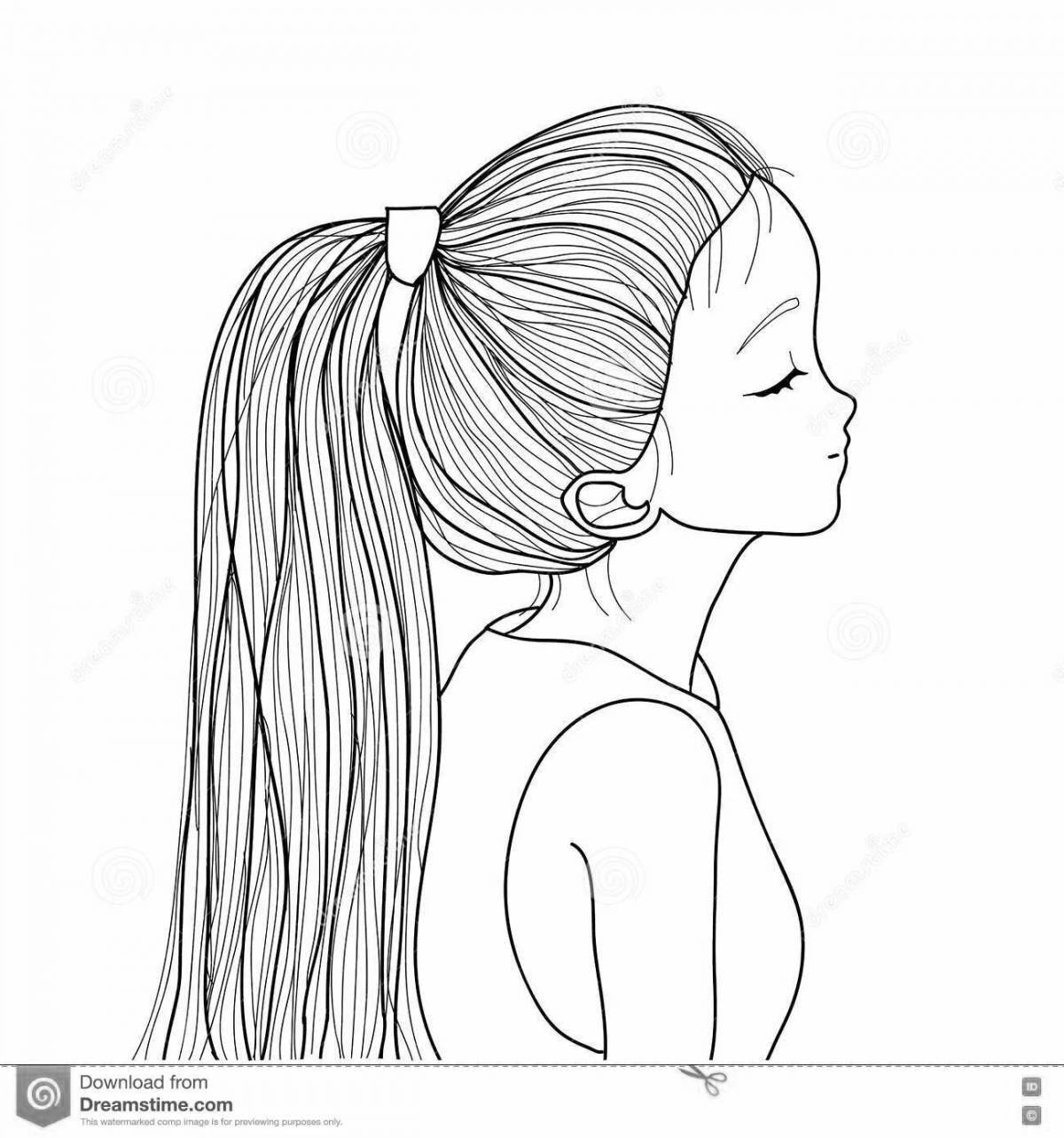 Awesome girls hair coloring page