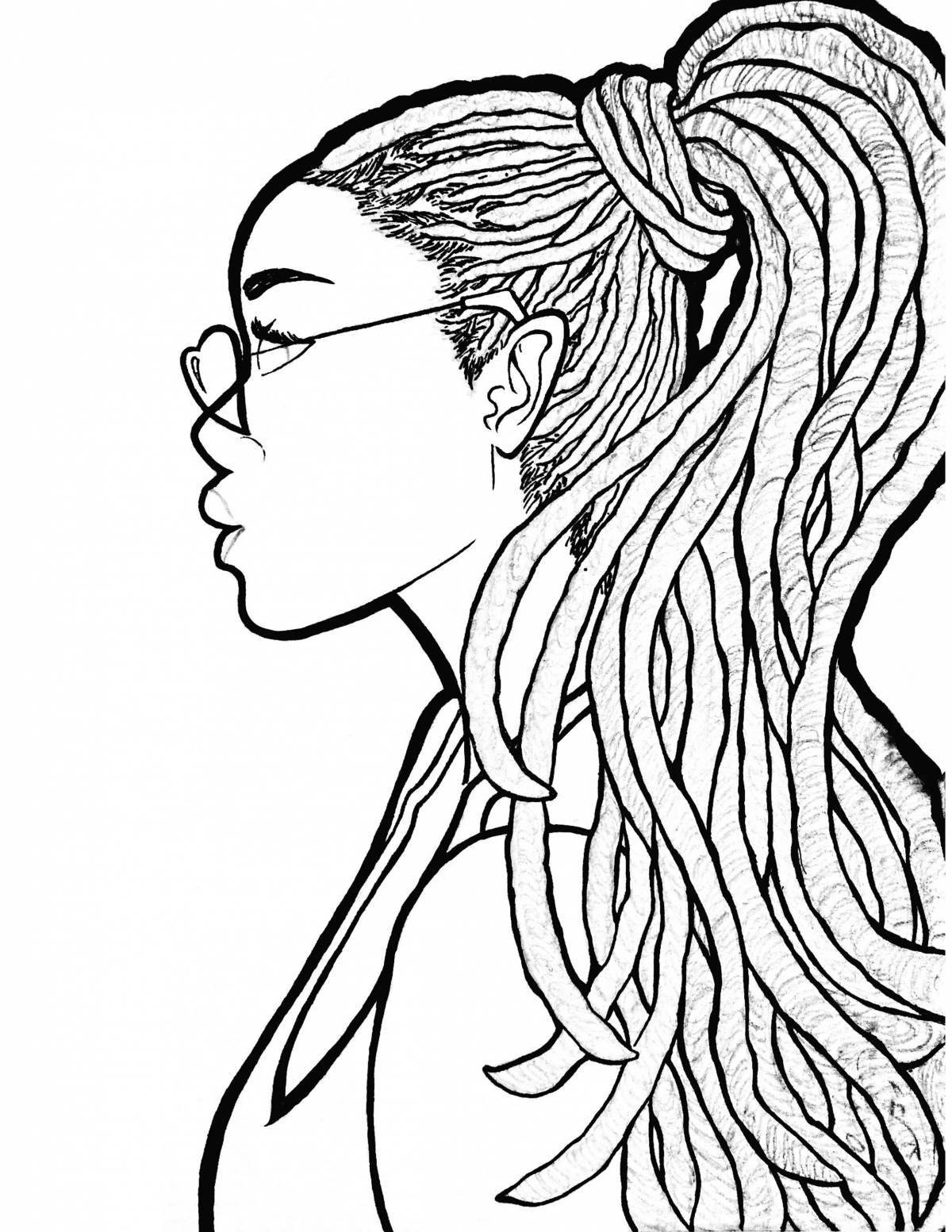 Playful girl hair coloring page