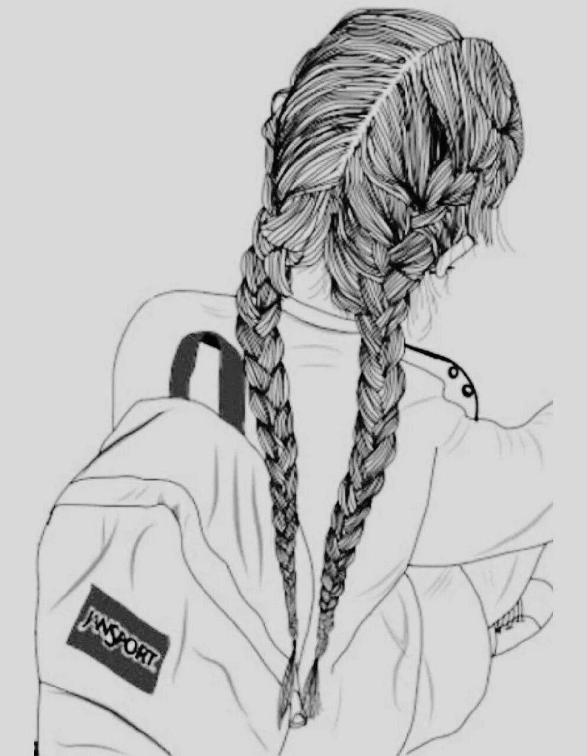 Serene girl's hair coloring page
