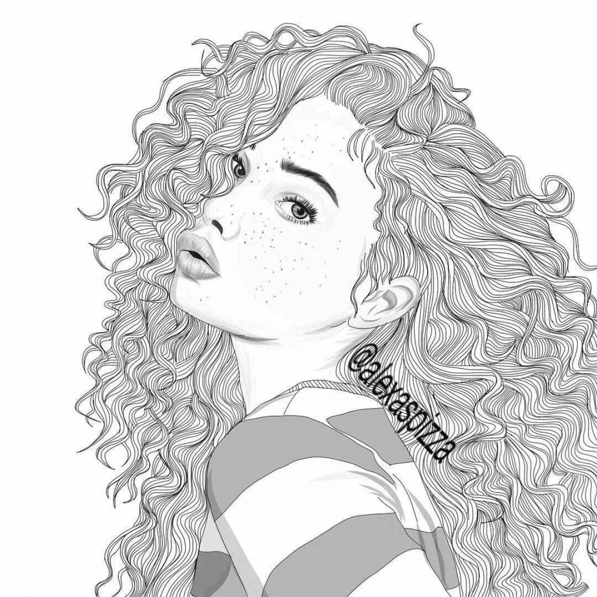 Sweet girl hair coloring page
