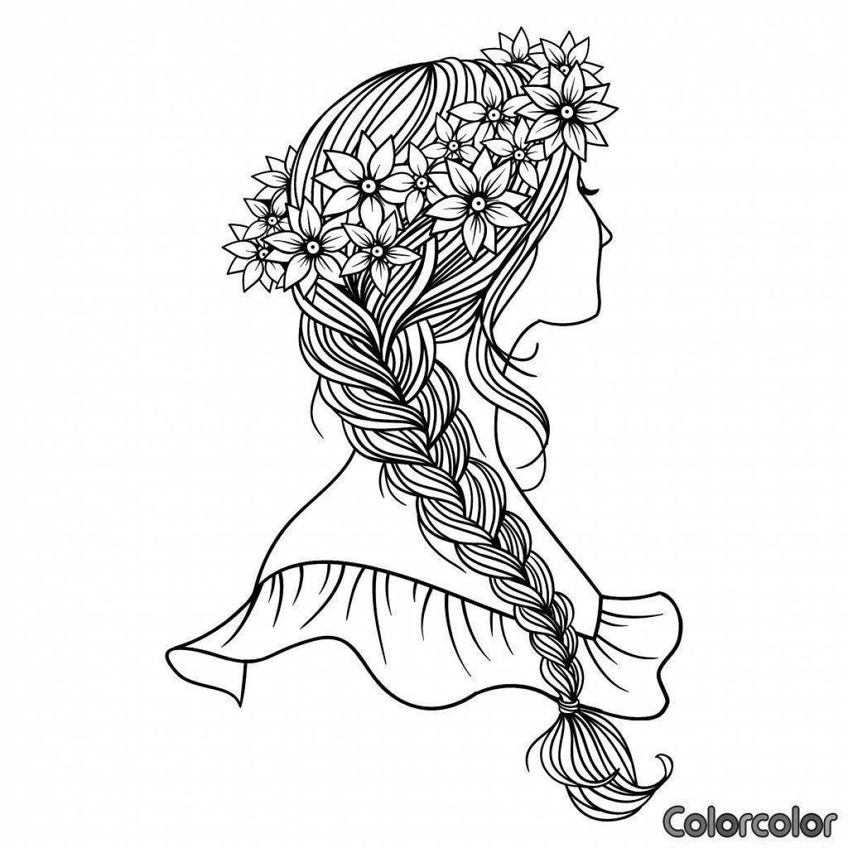 Nice girl's hair coloring page