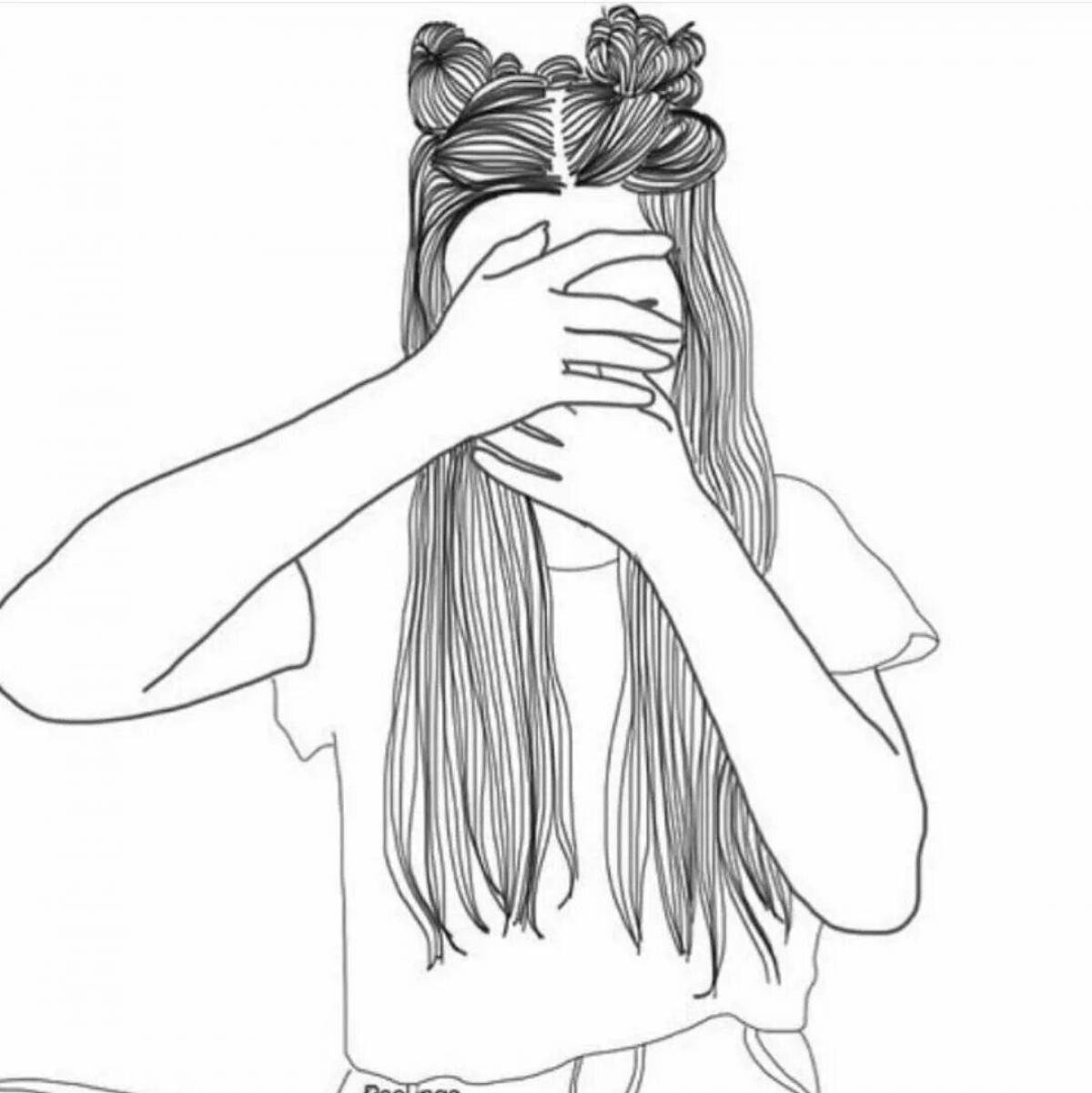 Violent girl hair coloring page