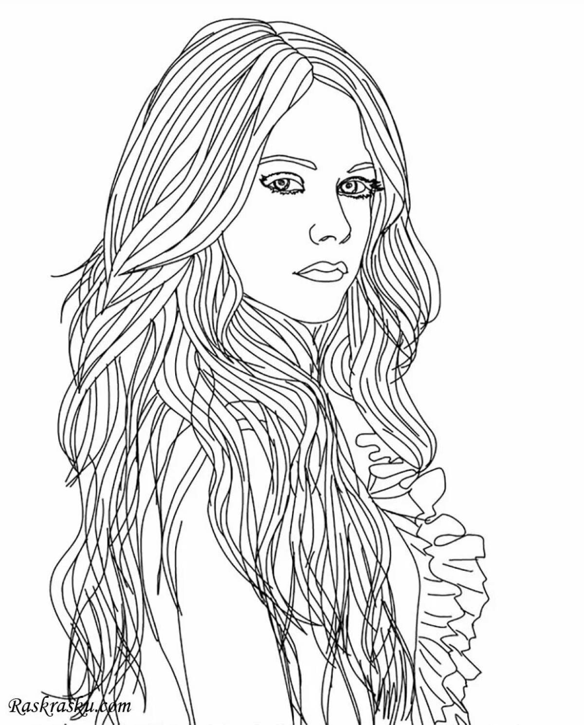 Dreamy girl's hair coloring page