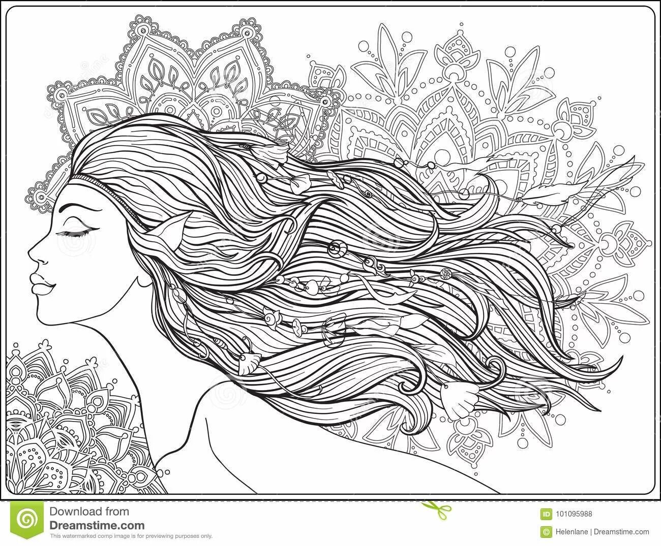 Color girl hair coloring page