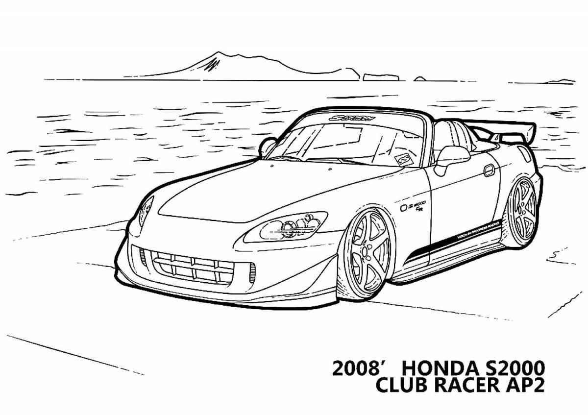 Coloring book shiny japanese cars