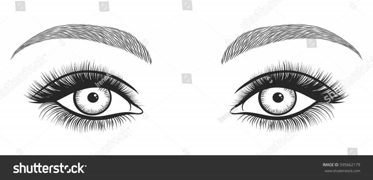 Страница раскраски человеческого глаза, иллюстрирующая глаза