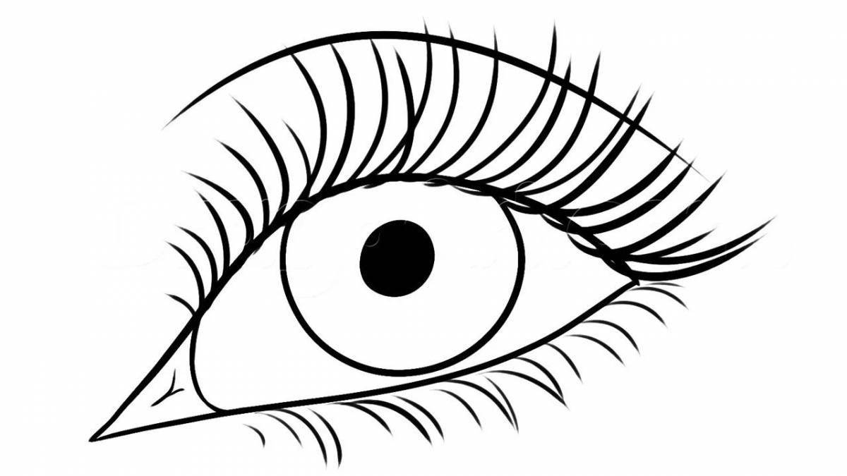 Coloring page with twinkling human eyes