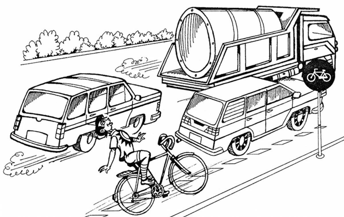 Photo Vivacious watch out for the car coloring page