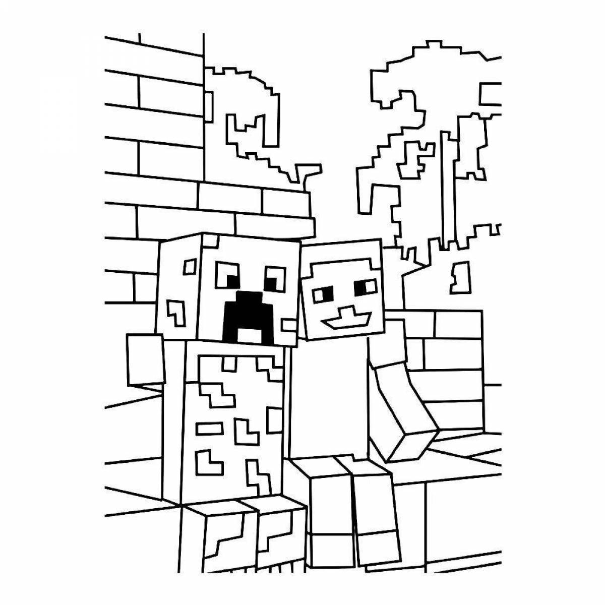 Delightful minecraft antistress coloring page