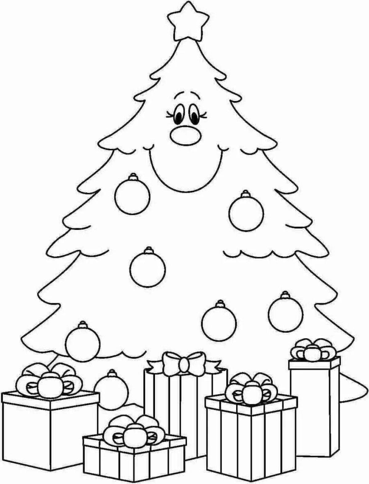 Shiny Christmas tree coloring book