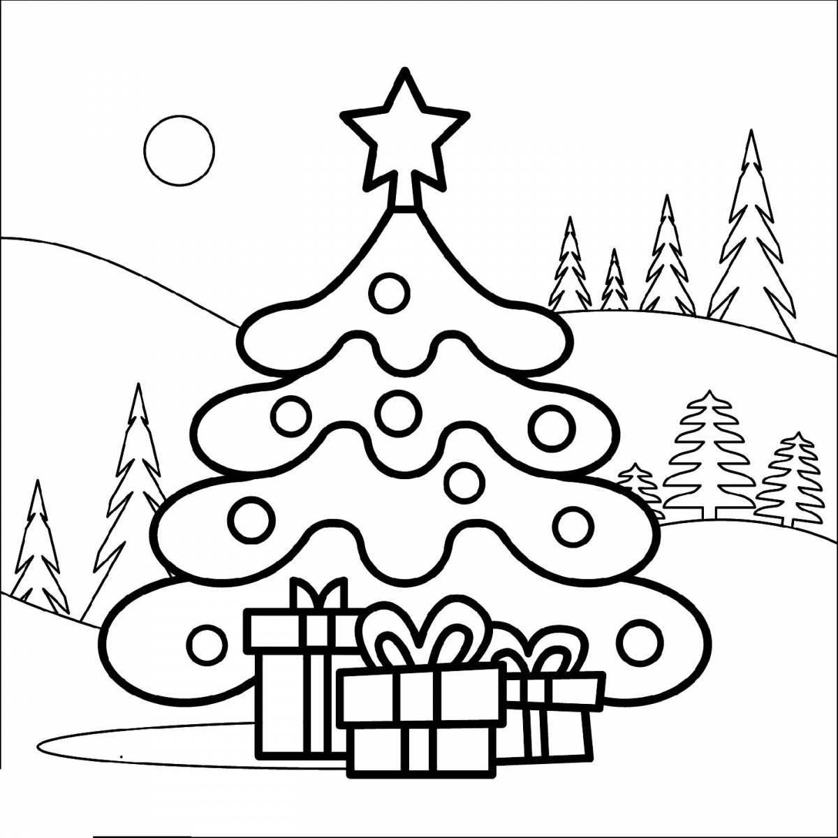 Богато украшенная раскраска рождественская елка