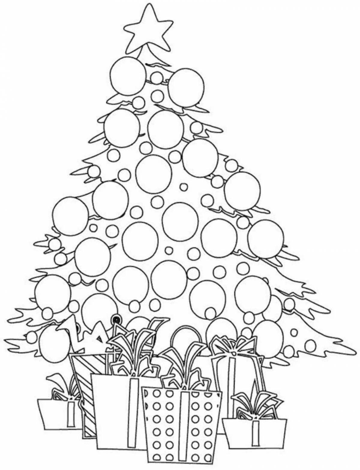 Экзотическая раскраска рождественская елка