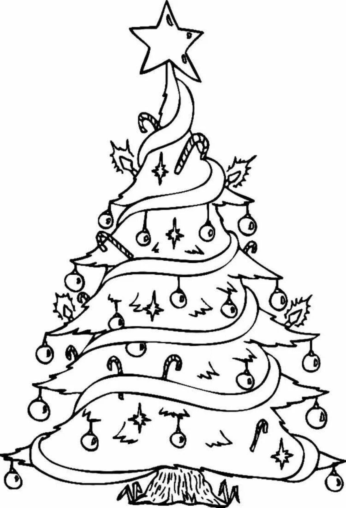 Мечтательная раскраска рождественская елка
