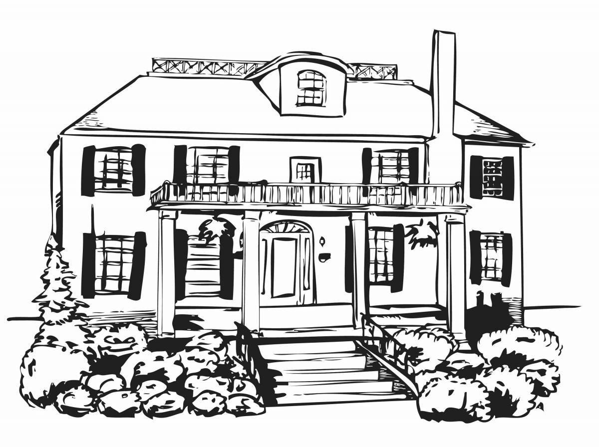 Colorful rich house coloring page