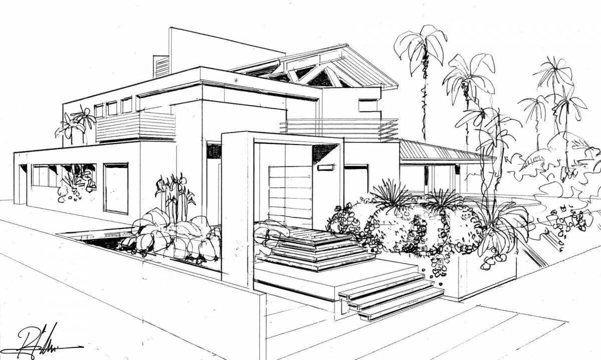 Coloring page majestic rich house