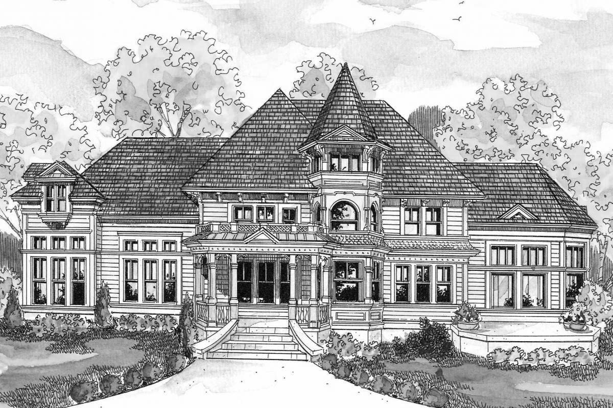 Раскраска большой богатый дом