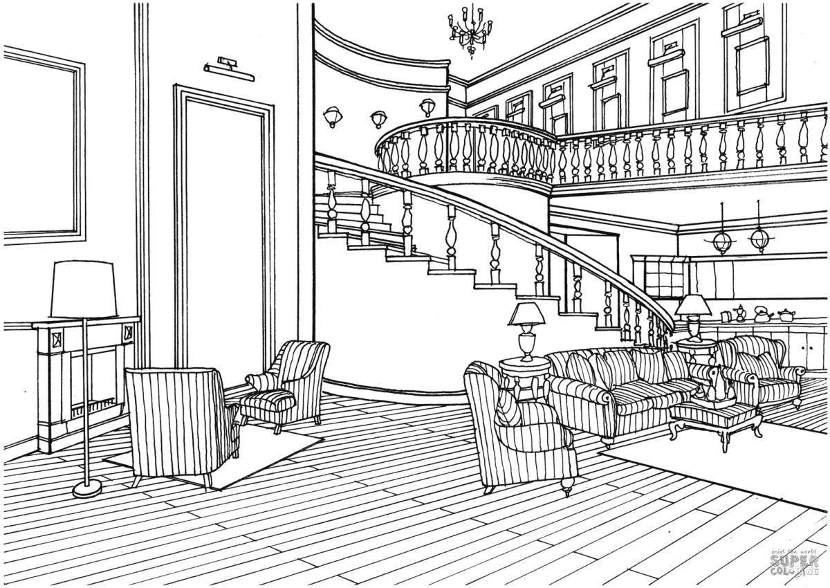 Coloring book luxury wealthy house