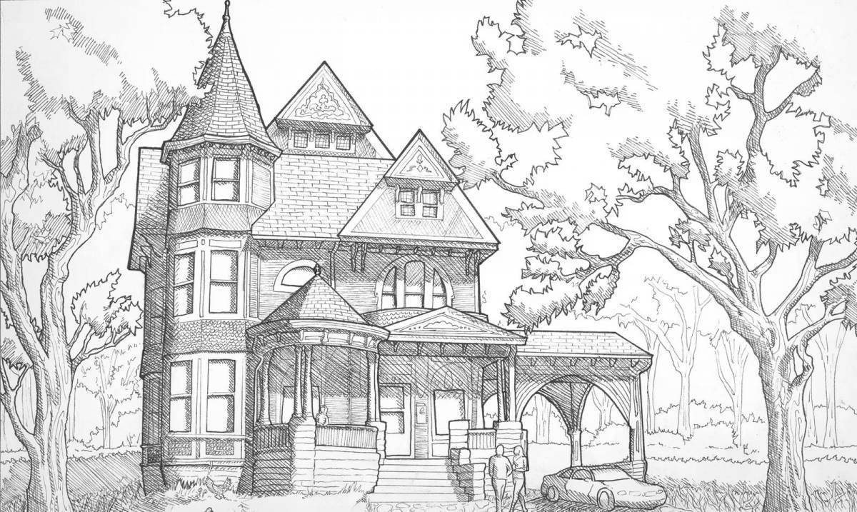Coloring page elegant rich house