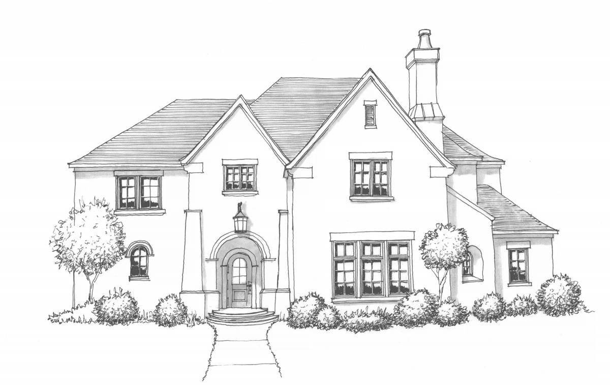 Раскраска яркий богатый дом