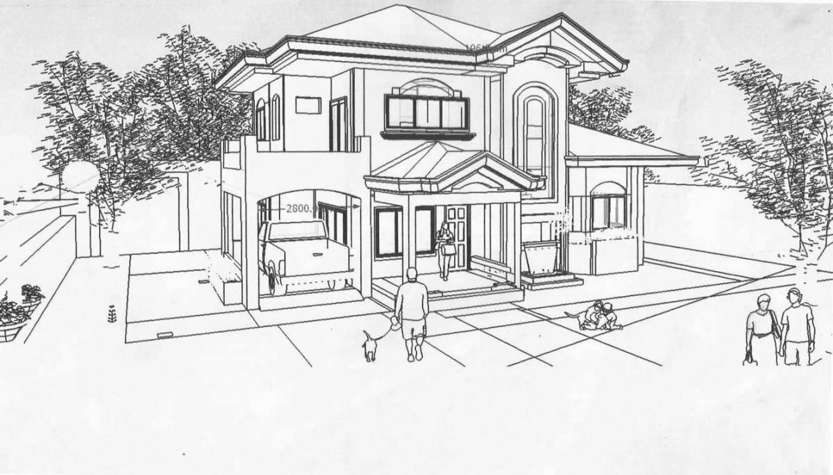 Coloring page blindingly rich house