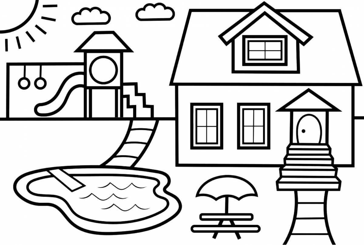 Раскраска потрясающий богатый дом