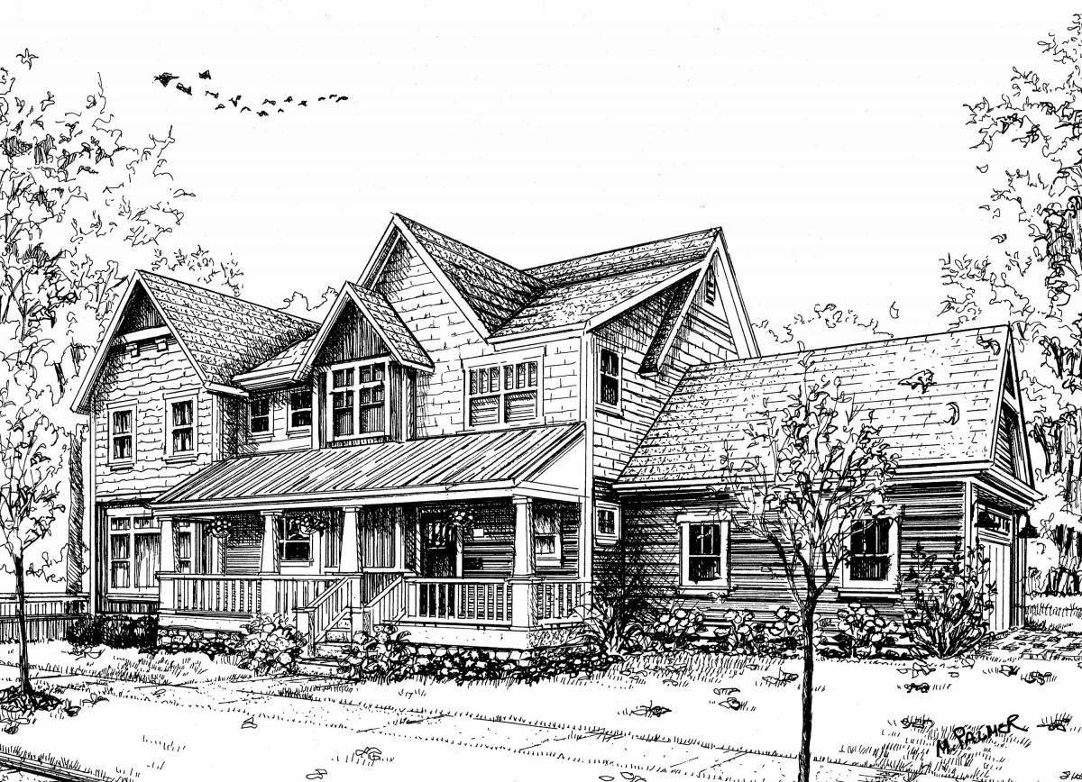 Impressive rich house coloring page