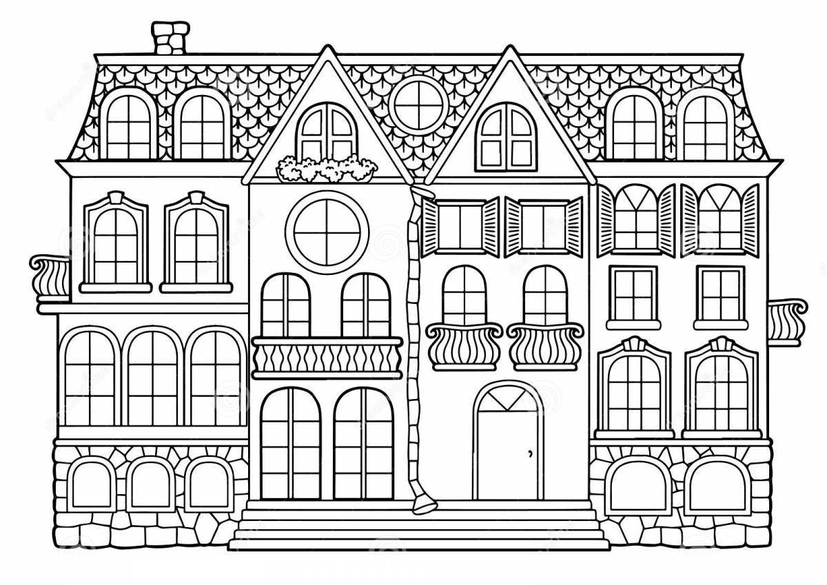 Coloring book prosperous rich house