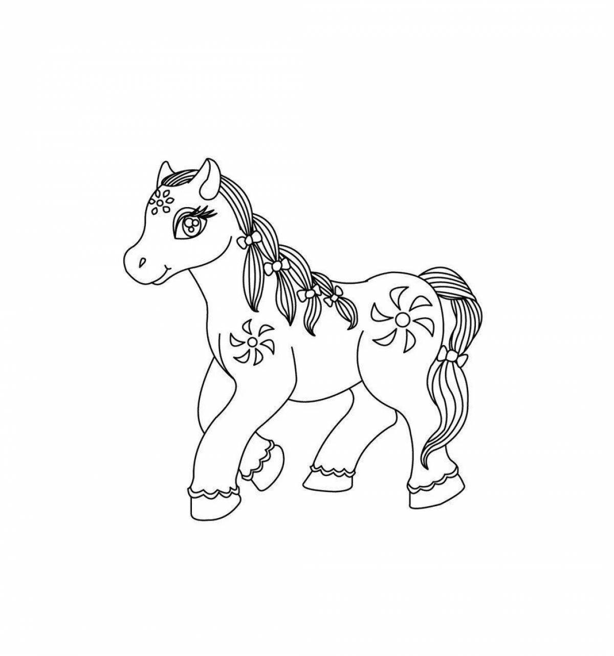 Coloring page beckoning Gzhel horse