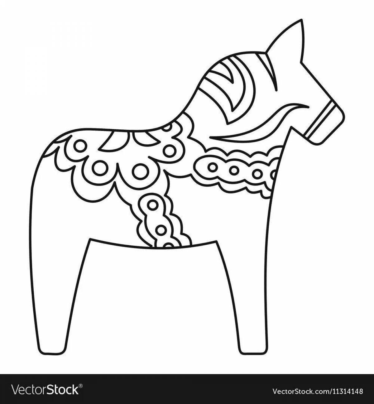 Coloring page joyful Gzhel horse