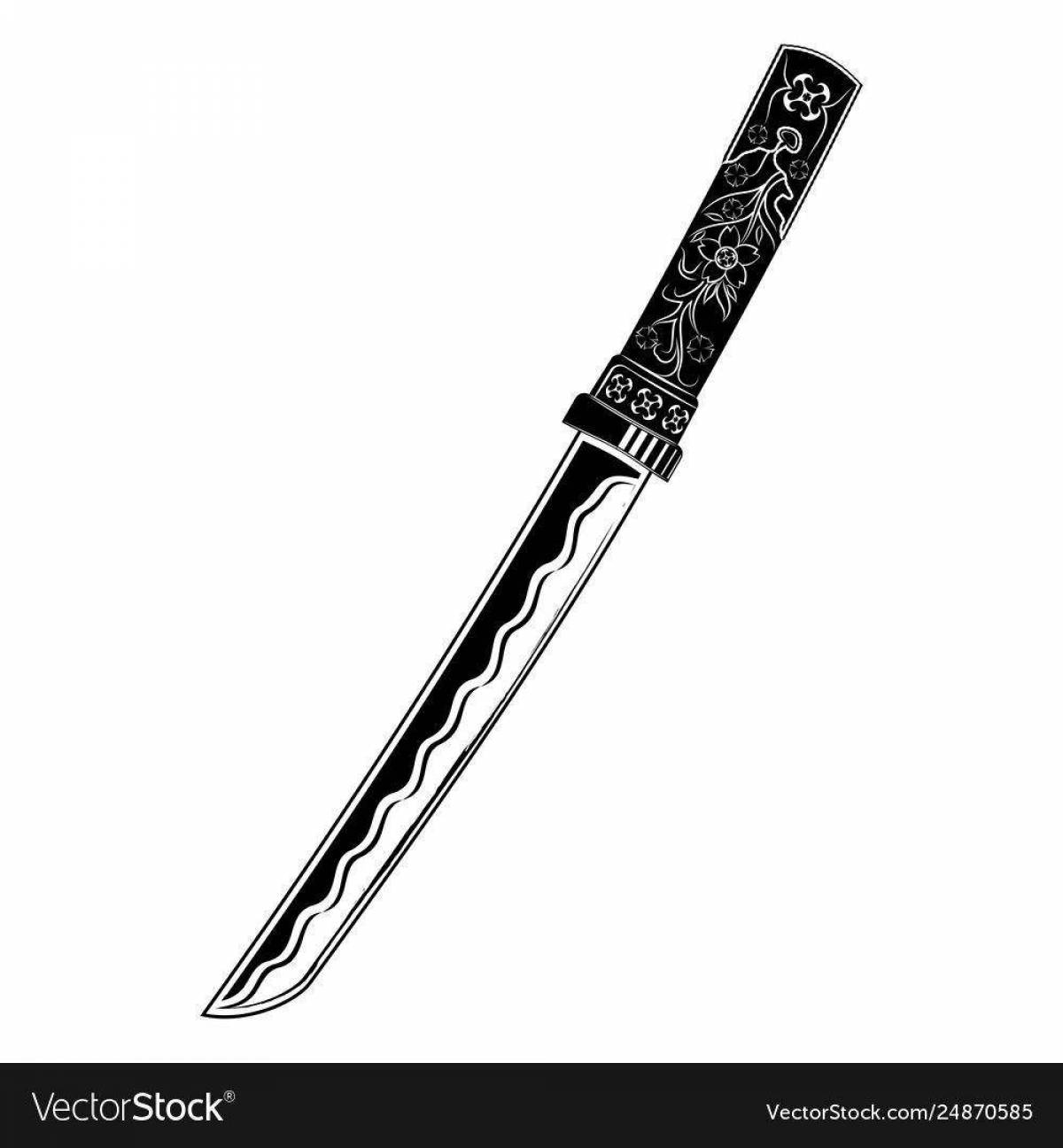 Привлекательная страница раскраски ножа танто