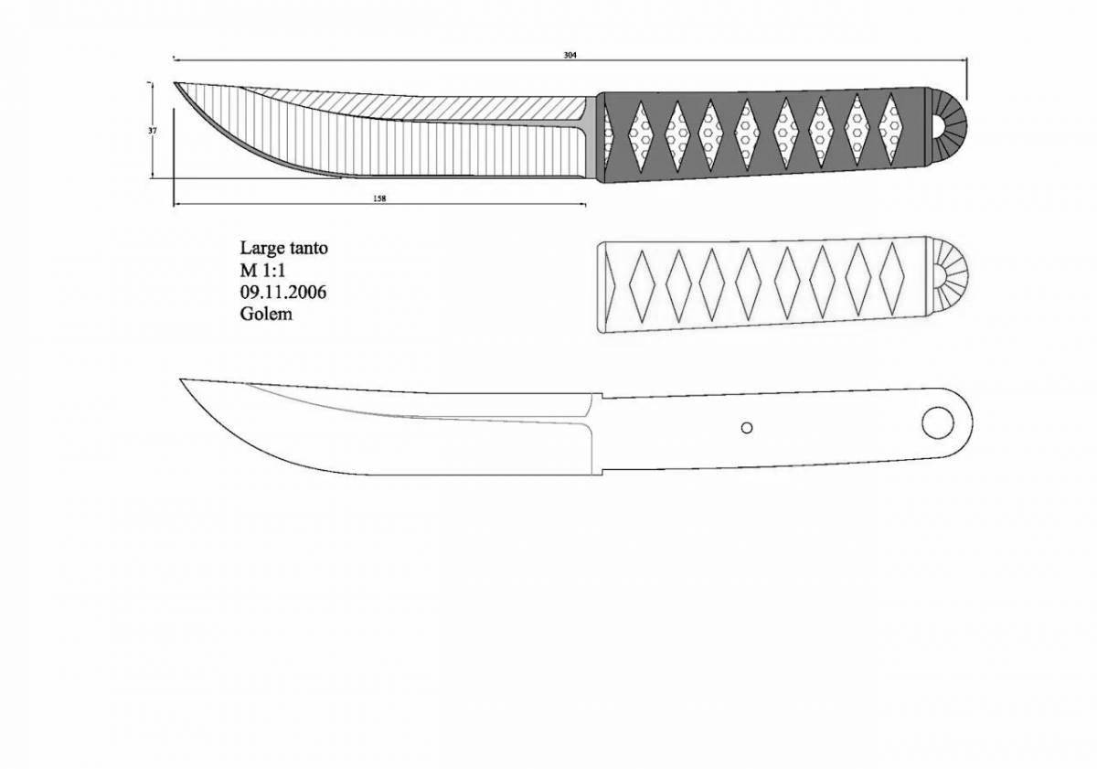 Inviting tanto knife coloring book