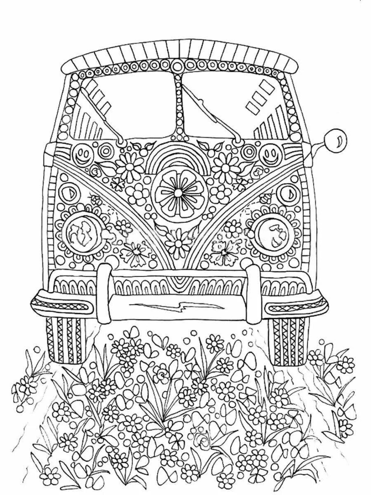 Playful hippie coloring page