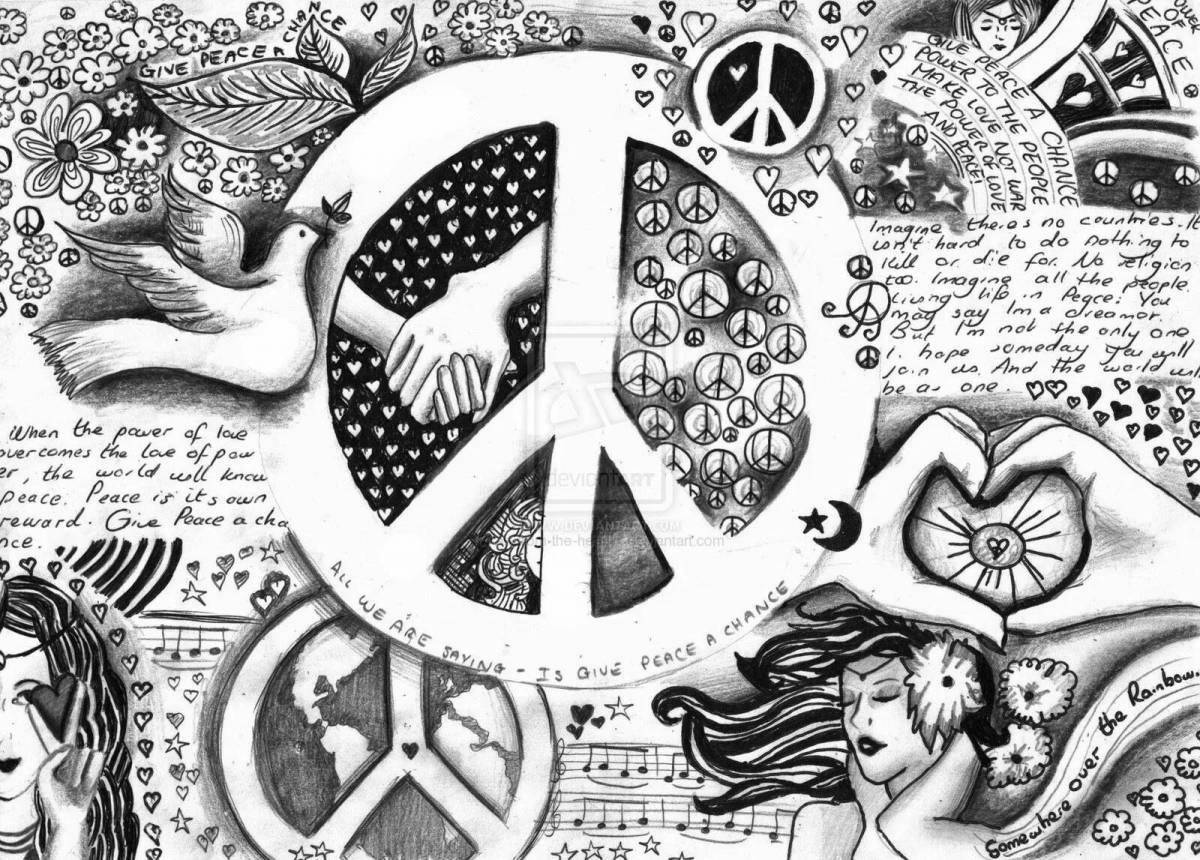 Fabulous hippie coloring page