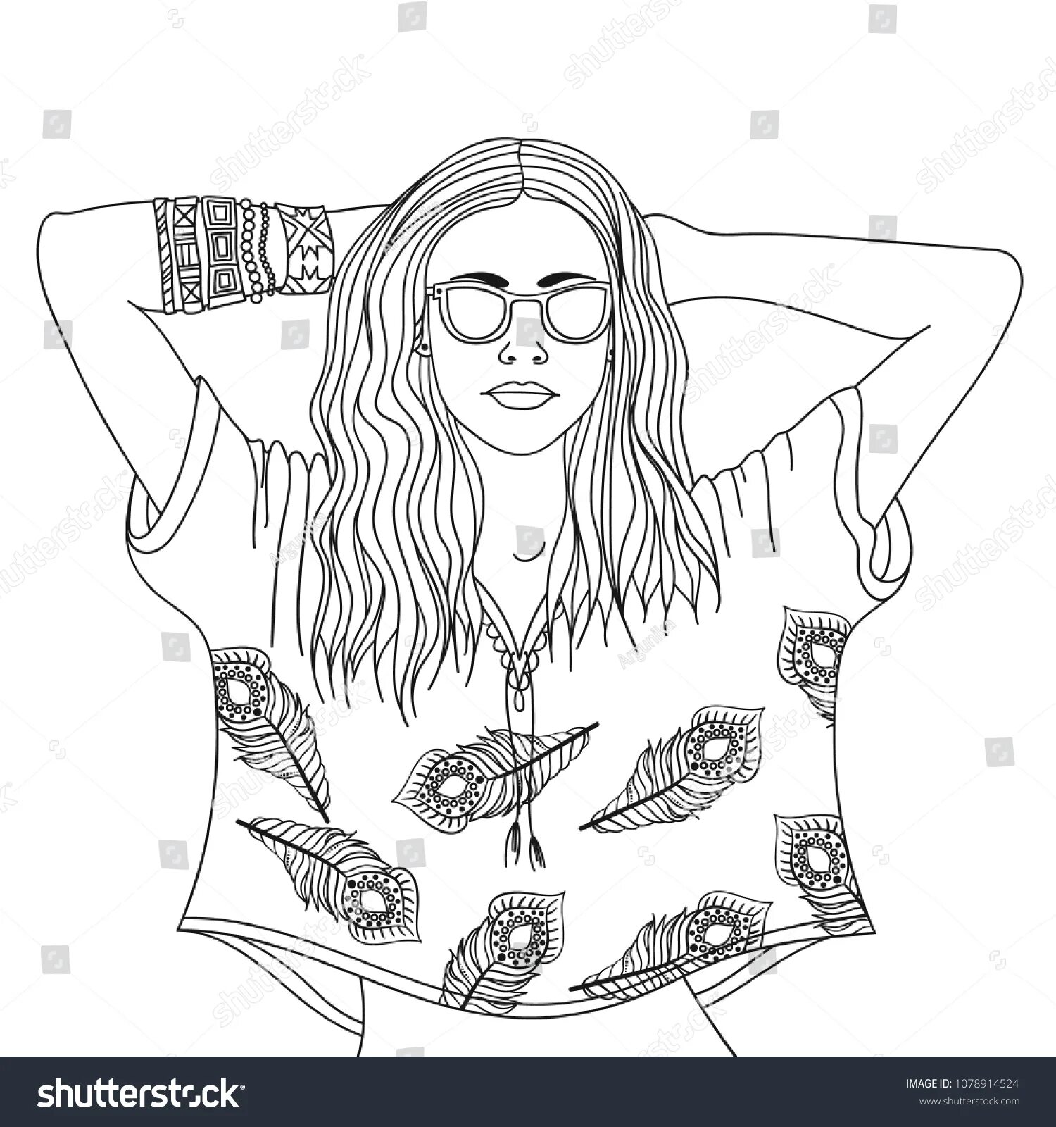 Blessed hippie coloring page
