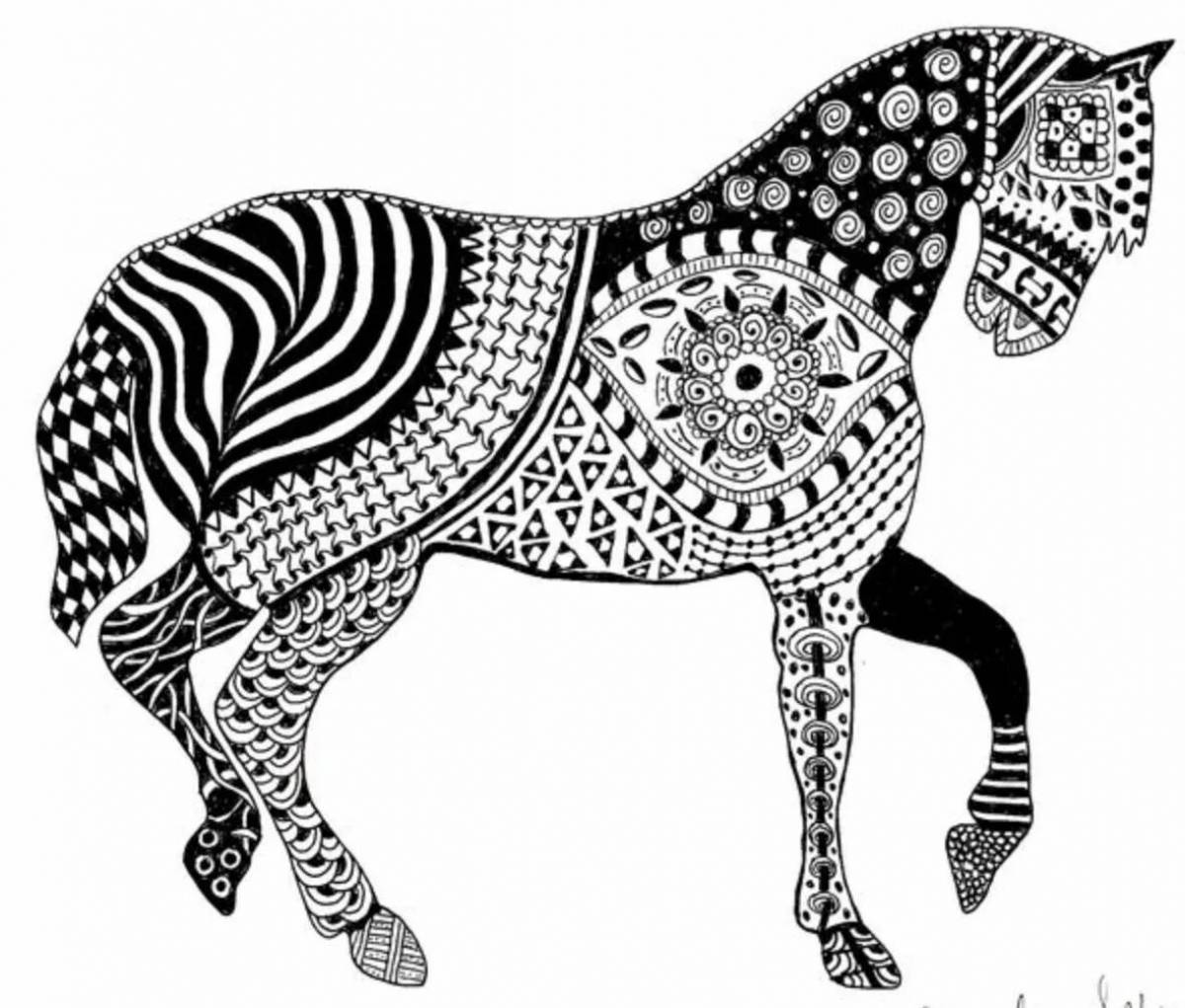 Colorful animal coloring page with pattern