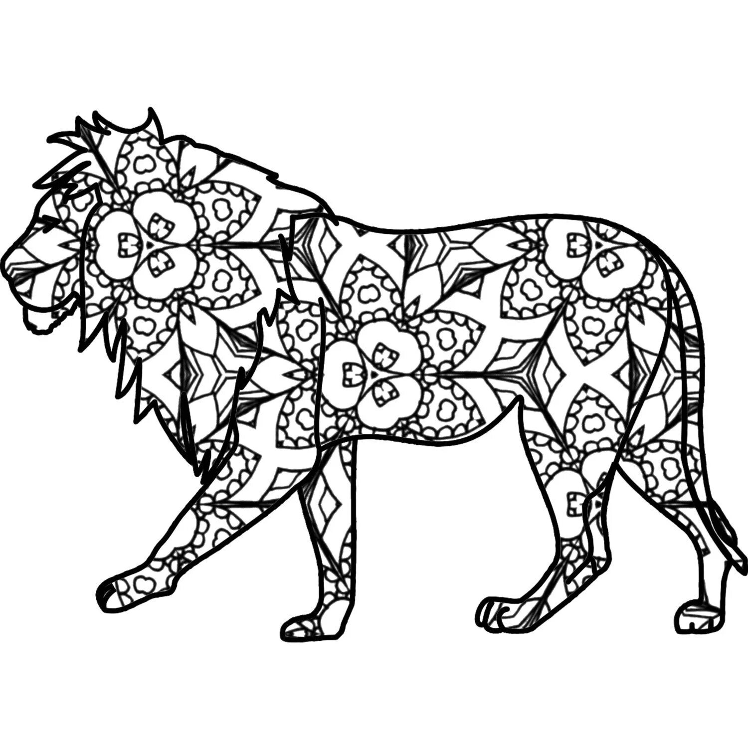 Animal coloring page with colorful pattern