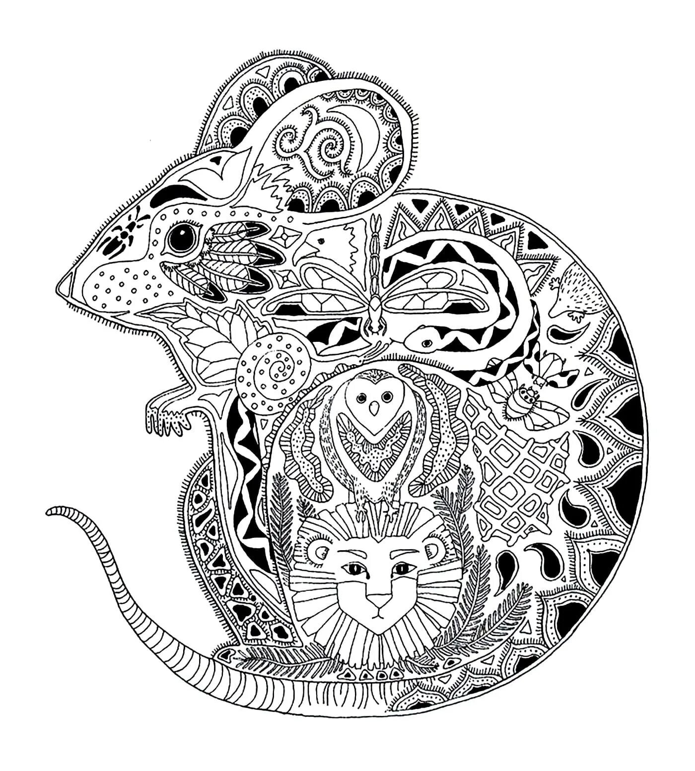 Fabulous patterned animal coloring book