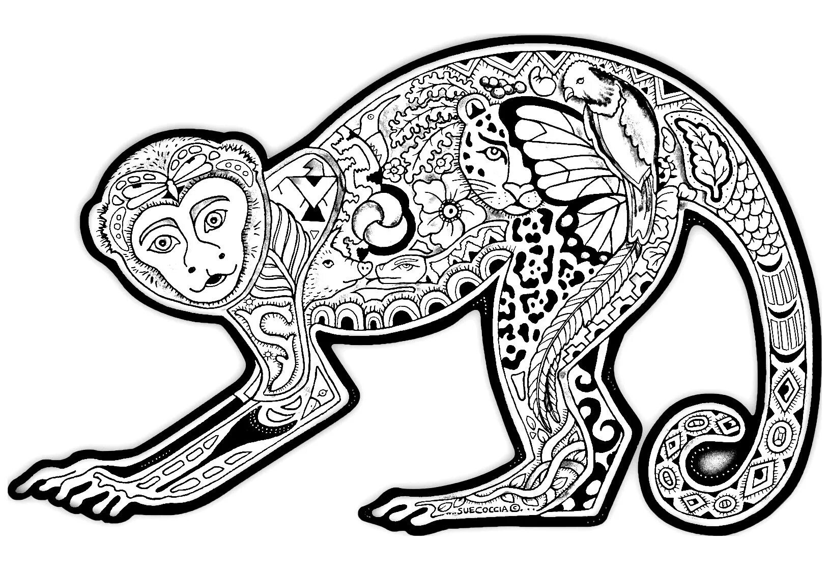 Amazing animal coloring page with pattern