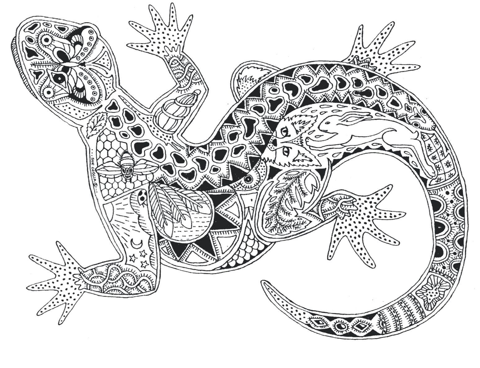 Detailed animal coloring with pattern