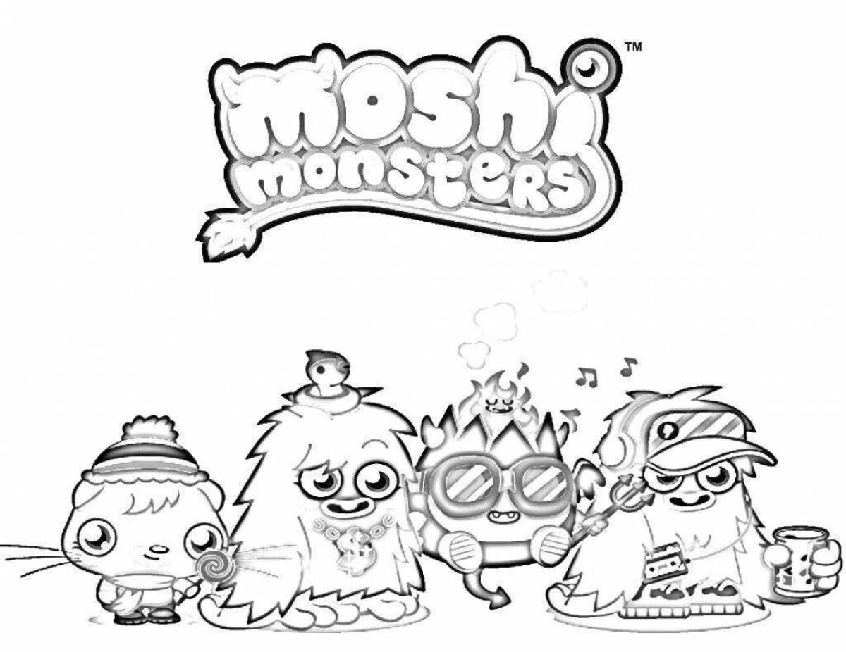 Playful musical monsters coloring page