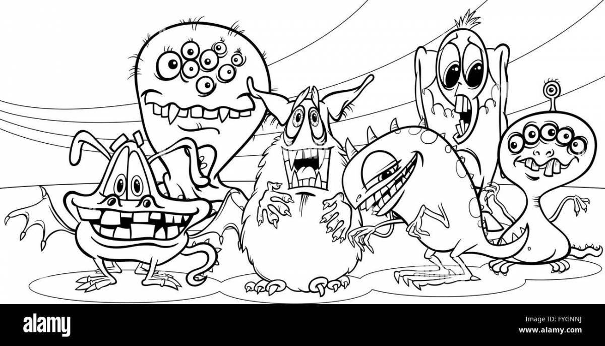 Adorable musical monsters coloring page