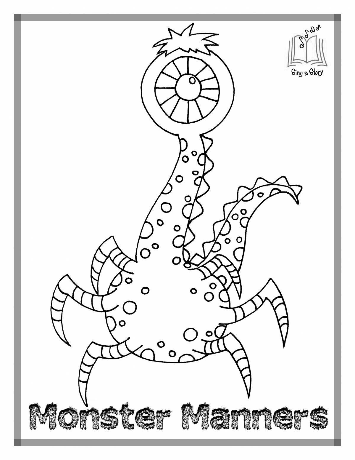 Coloring book exciting musical monsters