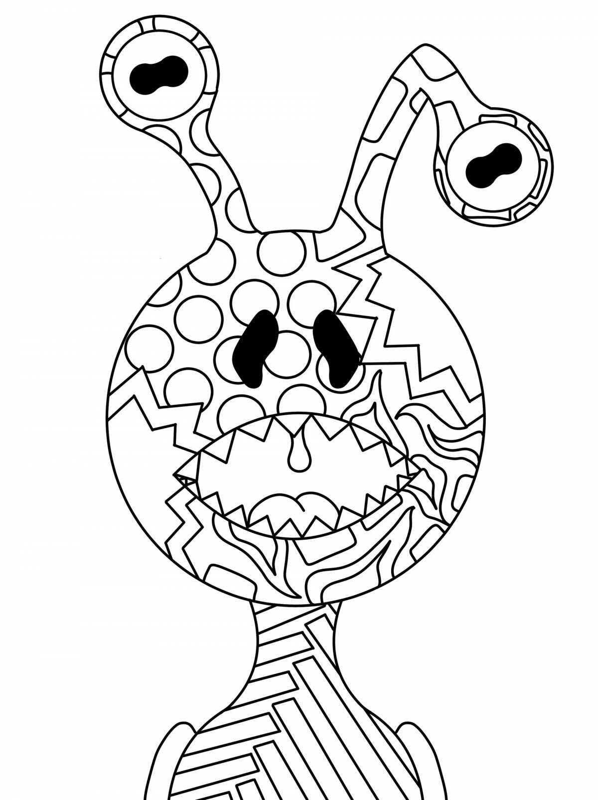 Sparkling musical monsters coloring page