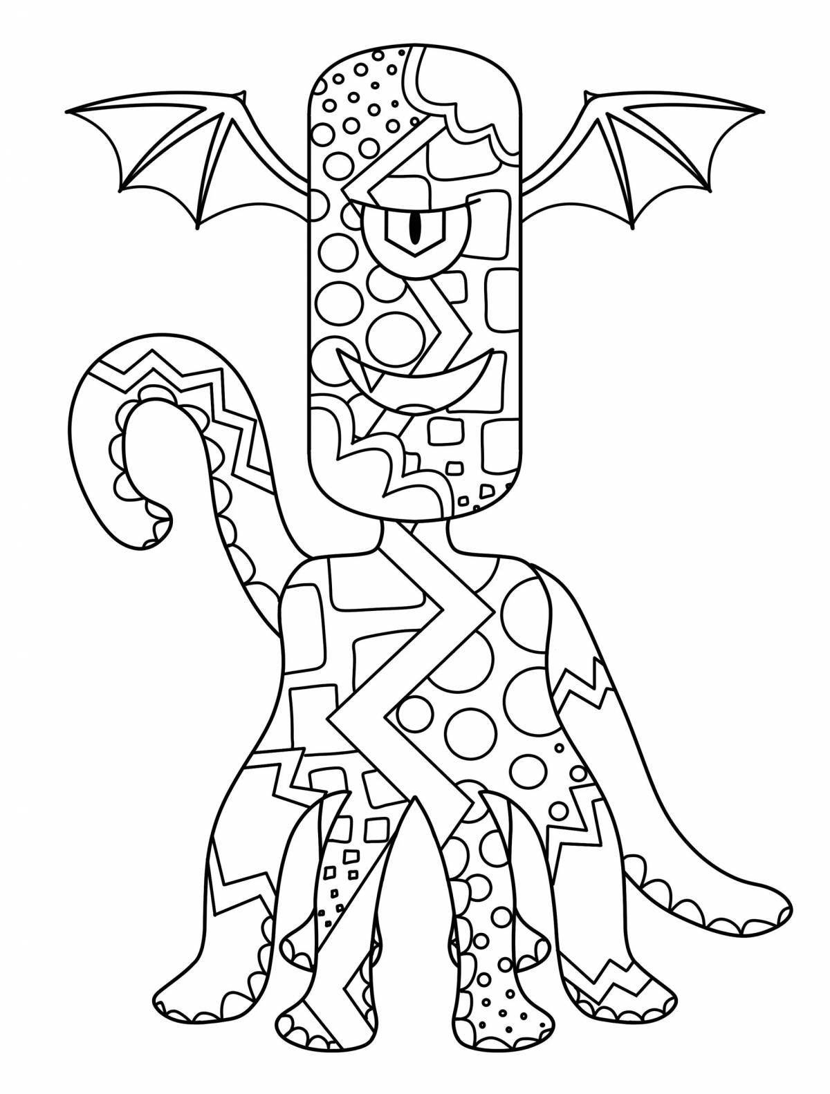 Violent musical monsters coloring page