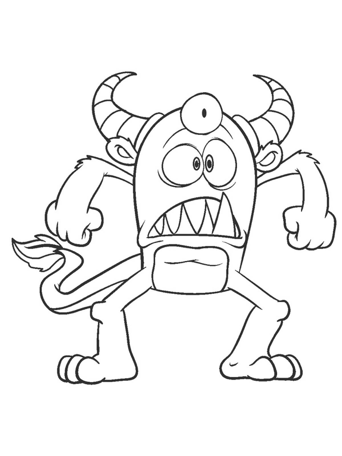 Coloring page hypnotic musical monsters