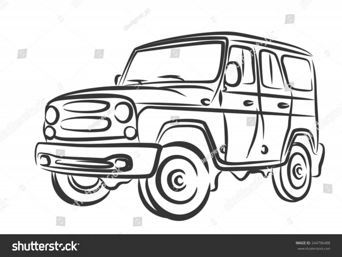 Playful UAZ 3303 coloring page