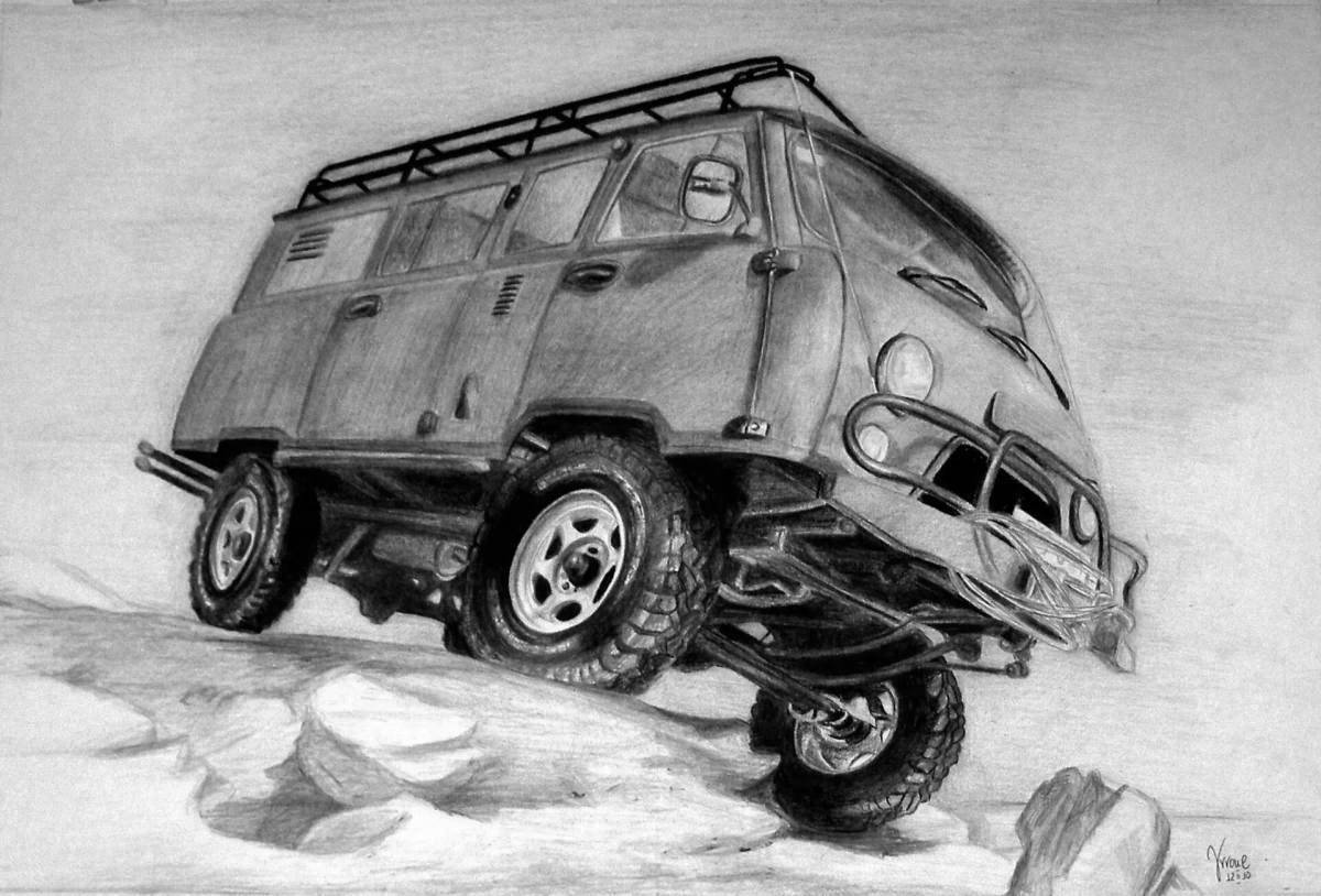 Cute UAZ 3303 coloring book